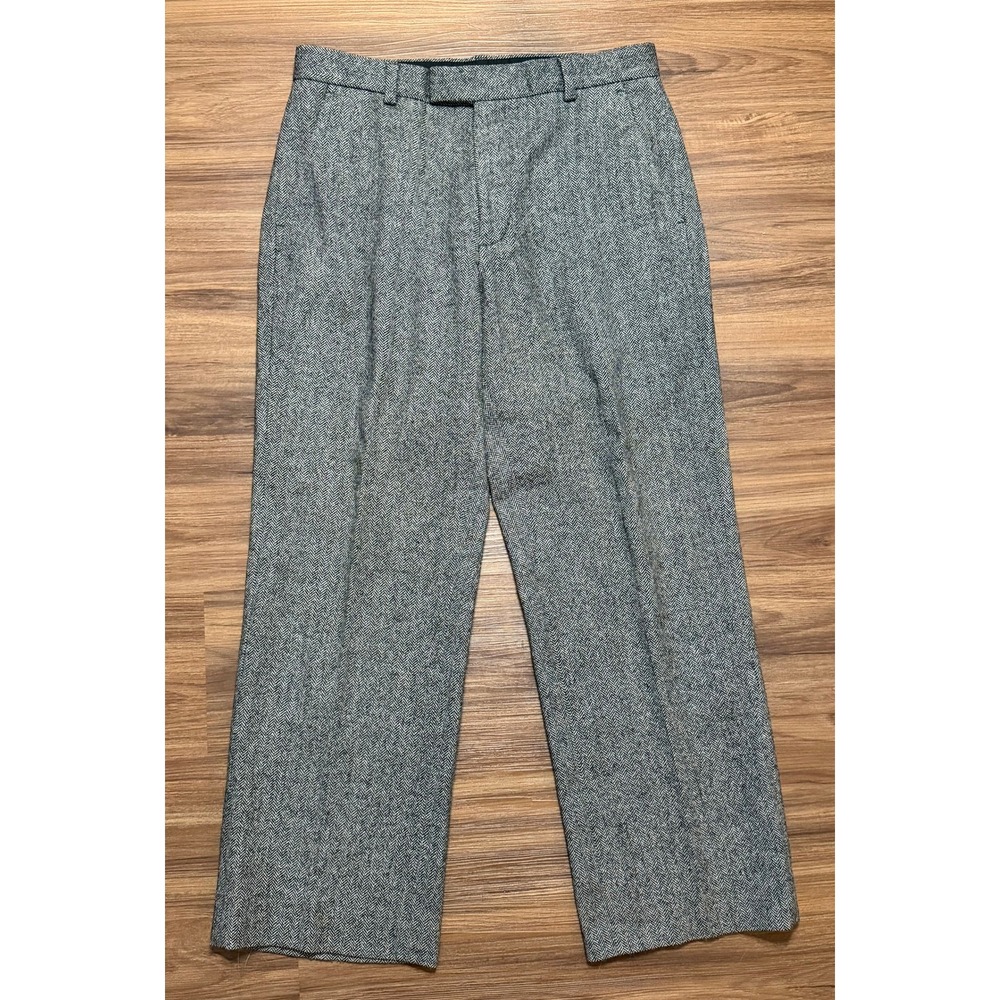 Banana Republic Mens Grey Herringbone Wool Blend Dress Pants Sz 33x32
